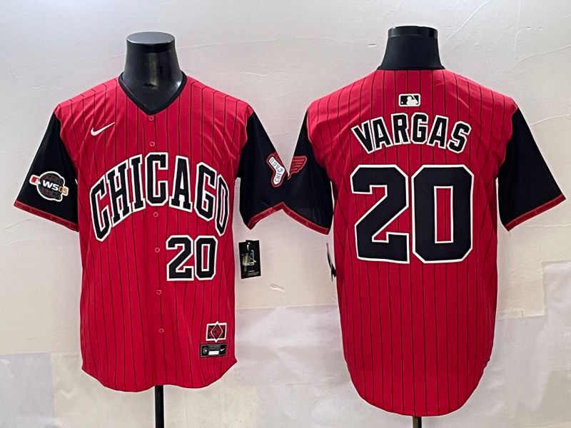Men 2025 Chicago White Sox 20 Vargas Red Stripe Joint Name Nike MLB Jersey style 12